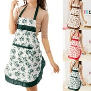Cheers.US Floral Polyester 1-Pocket Adjustable Cute Cooking Apron with Pocket